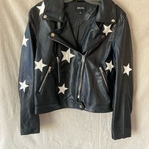 Zara Black Star-Patterned Leather Jacket